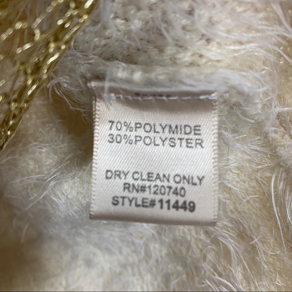 Mystree Unique Print Metallic Mesh Popcorn Soft Eyelash Sweater Size Small - Picture 10 of 15